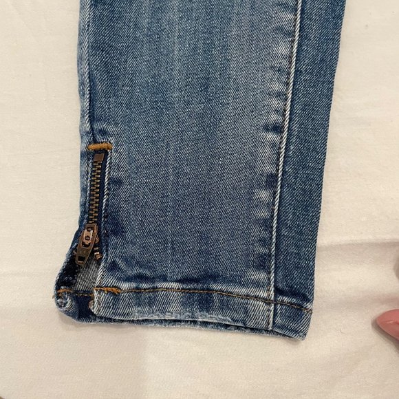 Zara Ankle Zip Jeans Womens Blue Distressed Ripped Stretch Denim Size 4 - Picture 7 of 11